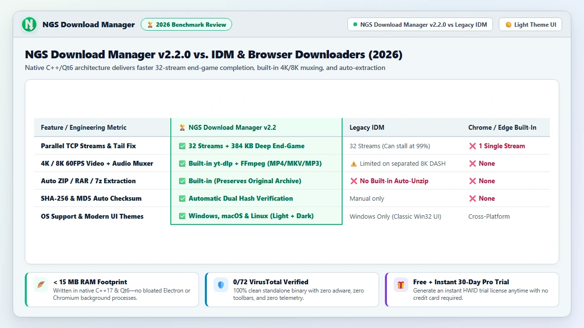 Best Free Alternatives to IDM in 2026: NGS Download Manager Architecture Review interface preview